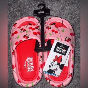Disney Minnie Mouse-Mickey Pink / Cherry Girls Slides Sandals Size 12 New!